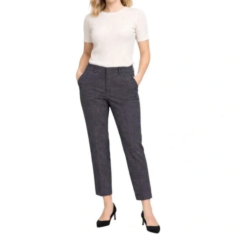 Banana Republic Womens Avery Straight-Fit Hampton Dot Ankle Pants Size 14 Black